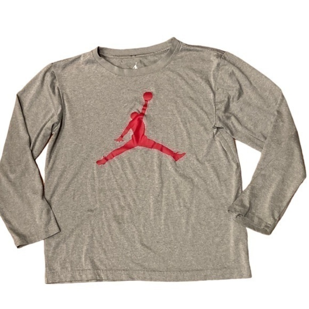 Youth Large Long Sleeve‎ Jumpman Shirt Gray Red Athletic
